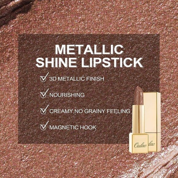 Oulac Metallic Shine Brown Lipstick for Women 4.3 g/0.15 oz (Guilty Pleasure (09 - Picture 5 of 8